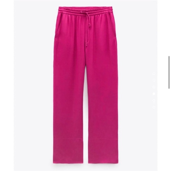 Zara Fuchsia Pink Flowy Blazer & Pajama Pant Set Size Small - Picture 3 of 12
